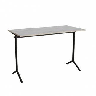 Bord Atlas 1130, 1400x700mm, lys gr&aring; linoleum, sortolivent stel