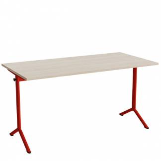 Bord Atlas 1130, 1400x700mm, lydd&aelig;mpende eg h&oslash;jtrykslaminat, r&oslash;dt stel