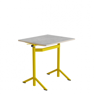 Elevbord Atlas 1132, 700x600mm, lys gr&aring; linoleum, gult stel