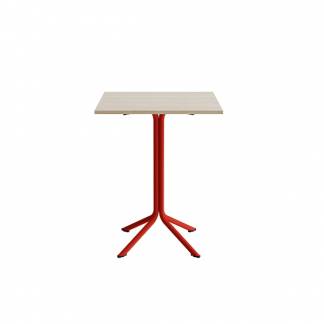 Bord Atlas 1133 700x700x900mm, Hvidpigmenteret eg med r&oslash;dt understel