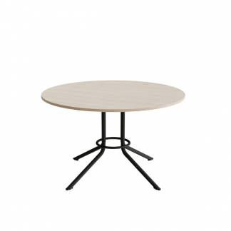 Bord Atlas 1133 &Oslash;1200x720mm, Hvidpigmenteret eg med sortoliven understel