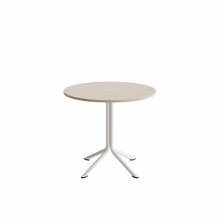 Bord Atlas 1133 &Oslash;800x720mm, Hvidpigmenteret eg med hvidt understel