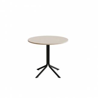 Bord Atlas 1133 &Oslash;800x720mm, Hvidpigmenteret eg med sortoliven understel