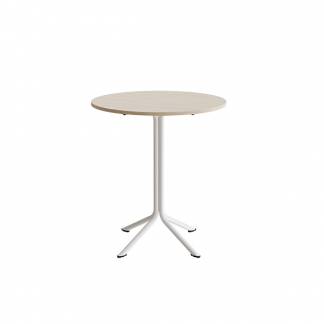 Bord Atlas 1133 &Oslash;800x900mm, Hvidpigmenteret eg med hvidt understel