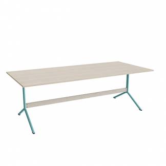 Bord Atlas 1134, 2200x1000mm, højde 720, eg højtrykslaminat, turkist stel