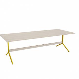 Bord Atlas 1134, 2400x1000mm, højde 720, eg højtrykslaminat, gult stel