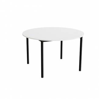 Bord Combi 206, Ø1200 mm, højde 720 mm, hvid laminat på sort stel