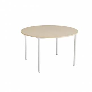 Bord Combi 206, &Oslash;1200 mm, h&oslash;jde 720 mm, beige linoleum p&aring; hvidt stel