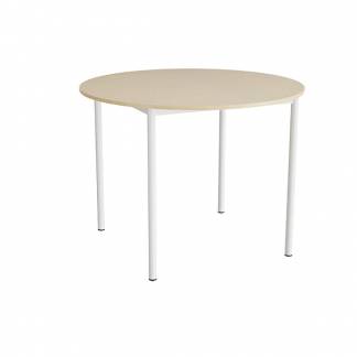 Bord Combi 206, &Oslash;1200 mm, h&oslash;jde 900 mm, beige linoleum p&aring; hvidt stel