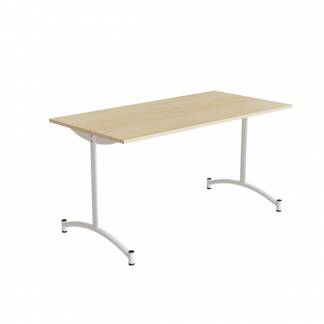 Bord Zeb 231, 1400x700 mm H&oslash;jde 720 mm, Birk laminat, Hvidt stel
