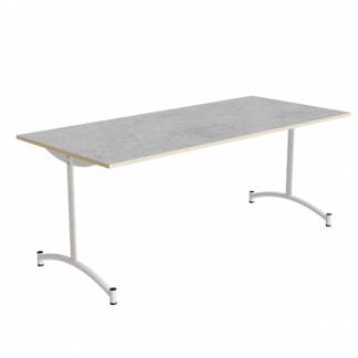 Bord Zeb 231, 1800x800 mm Højde 720 mm, Lys grå linoleum, Hvidt stel