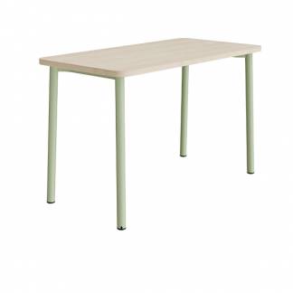 Bord Add 590, 1400x700 mm h&oslash;jde 900 mm med lydabsorberende hvidpigmenteret eg, gr&oslash;nt stel