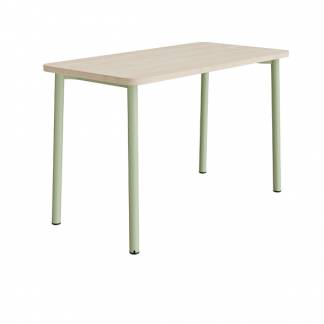 Bord Add 590, 1400x700 mm h&oslash;jde 900 mm med lydabsorberende hvidpigmenteret eg, gr&oslash;nt stel