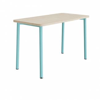 Bord Add 590, 1400x700 mm højde 900 mm med hvidpigmenteret eg, turkis stel