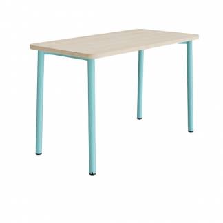 Bord Add 590, 1400x700 mm h&oslash;jde 900 mm med lydabsorberende hvidpigmenteret eg, turkis stel