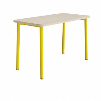 Bord Add 590, 1400x700 mm h&oslash;jde 900 mm med lydabsorberende hvidpigmenteret eg, gult stel