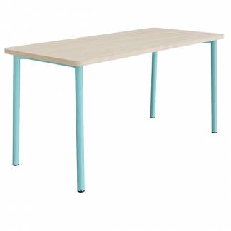 Bord Add 590, 1800x800 mm h&oslash;jde 900 mm med lydabsorberende hvidpigmenteret eg, turkis stel