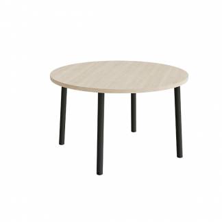 Bord Add 590, &Oslash;1200 mm, h&oslash;jde 720 mm, hvidpigmenteret eg laminat p&aring; sortoliven stel