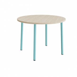 Bord Add 590, &Oslash;1200 mm, h&oslash;jde 900 mm, hvidpigmenteret eg laminat p&aring; turkis stel