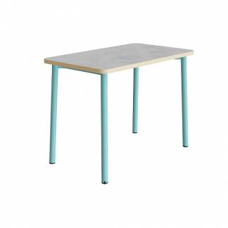 Bord Add 590, 1200x700 mm h&oslash;jde 900 mm med lys gr&aring; linoleum, turkis stel