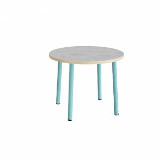 Bord Add 590, &Oslash;900 mm, h&oslash;jde 720 mm, lys gr&aring; linoleum p&aring; turkis stel