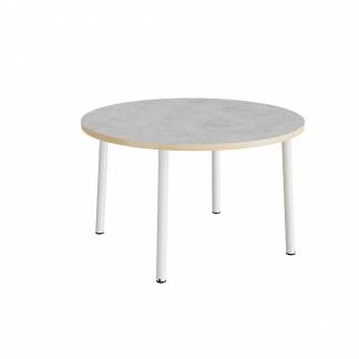 Bord Add 590, &Oslash;1200 mm, h&oslash;jde 720 mm, lys gr&aring; linoleum p&aring; hvidt stel