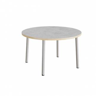 Bord Add 590, Ø1200 mm, højde 720 mm, lys grå linoleum på alu stel