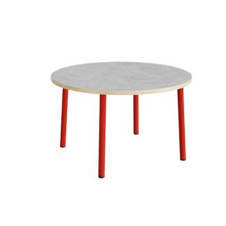 Bord Add 590, &Oslash;1200 mm, h&oslash;jde 720 mm, lys gr&aring; linoleum p&aring; r&oslash;dt stel