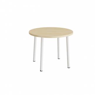 Bord Add 590, &Oslash;900 mm, h&oslash;jde 720 mm, lydd&aelig;mpende birk laminat p&aring; hvidt stel