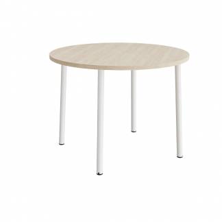 Bord Add 590, &Oslash;1200 mm, h&oslash;jde 900 mm, lydd&aelig;mpende hvidpigmenteret eg laminat p&aring; hvidt stel