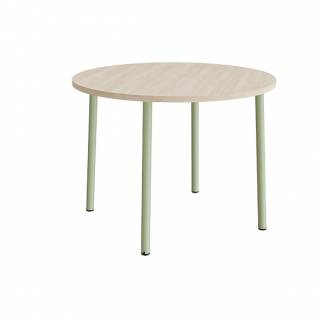 Bord Add 590, &Oslash;1200 mm, h&oslash;jde 900 mm, lydd&aelig;mpende hvidpigmenteret eg laminat p&aring; gr&oslash;nt stel