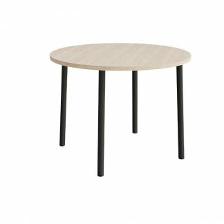 Bord Add 590, &Oslash;1200 mm, h&oslash;jde 900 mm, lydd&aelig;mpende hvidpigmenteret eg laminat p&aring; sortoliven stel