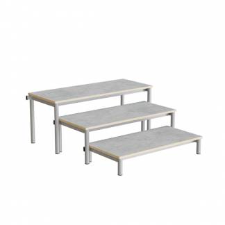 B&aelig;nk Idol, trappe 800, lysgr&aring; linoleum, alugr&aring;t stel, 3 sektioner