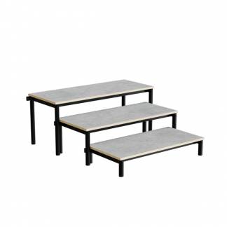 B&aelig;nk Idol, trappe 800, lysgr&aring; linoleum, sort stel, 3 sektioner