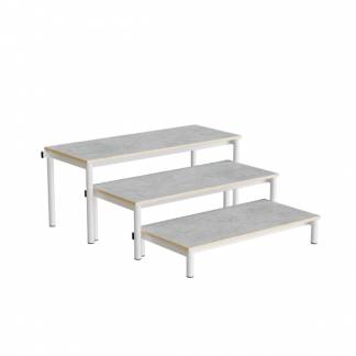 B&aelig;nk Idol, trappe 800, lysgr&aring; linoleum, hvidt stel, 3 sektioner