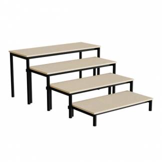 B&aelig;nk Idol, trappe 800, beige linoleum, sort stel, 4 sektioner