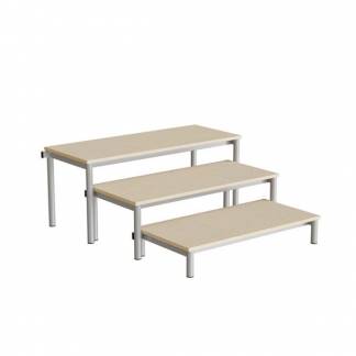 B&aelig;nk Idol, trappe 800, beige linoleum, alugr&aring;t stel, 3 sektioner