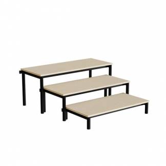 B&aelig;nk Idol, trappe 800, beige linoleum, sort stel, 3 sektioner