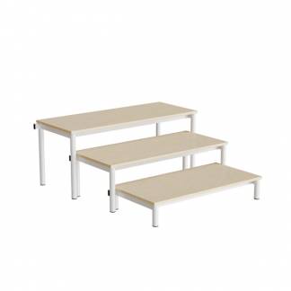 B&aelig;nk Idol, trappe 800, beige linoleum, hvidt stel, 3 sektioner