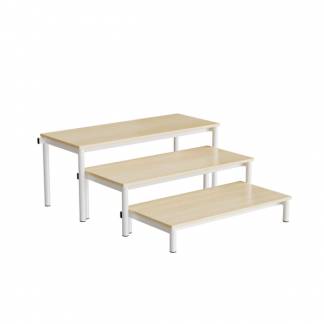 B&aelig;nk Idol, trappe 800, birk laminat, hvidt stel, 3 sektioner