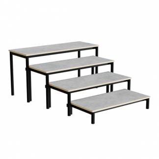 B&aelig;nk Idol, trappe 800, lysgr&aring; linoleum, sort stel, 4 sektioner