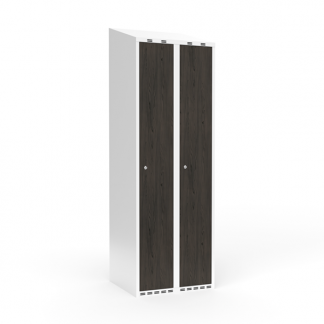 Garderobeskab 2x300 mm Skr&aring;t tag Hel s&oslash;jle Laminat d&oslash;r Nocturne wood Cylinderl&aring;s