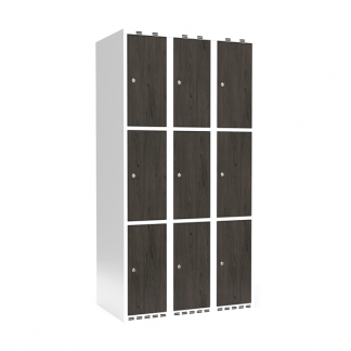 Garderobeskab 3x300 mm Lige tag 3-delt s&oslash;jle Laminat d&oslash;r Nocturne wood Cylinderl&aring;s