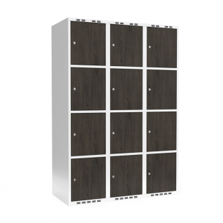 Garderobeskab 3x400 mm Lige tag 4-delt s&oslash;jle Laminat d&oslash;r Nocturne wood Cylinderl&aring;s