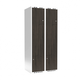 Garderobeskab 2x400 mm Lige tag 2-delt s&oslash;jle Z-d&oslash;r Laminat d&oslash;r Nocturne wood Cylinderl&aring;s