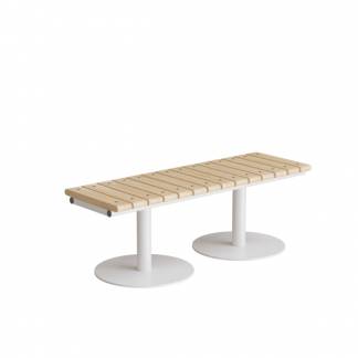 Siddeb&aelig;nk Cirkum, 2-pers lige, massiv birk, hvidt understel