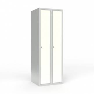 Skoleskab 2x300 Lige tag 1 rum i h&oslash;jden Hvid laminatd&oslash;r Greb for h&aelig;ngel&aring;s