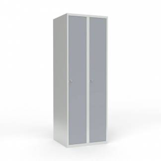 Skoleskab 2x300 Lige tag 1 rum i h&oslash;jden Gr&aring; st&aring;ld&oslash;r Greb for h&aelig;ngel&aring;s