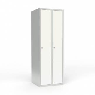 Skoleskab 2x300 Lige tag 1 rum i h&oslash;jden Hvid st&aring;ld&oslash;r Greb for h&aelig;ngel&aring;s