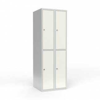 Skoleskab 2x300 Lige tag 2 rum i h&oslash;jden Hvid st&aring;ld&oslash;r Greb for h&aelig;ngel&aring;s